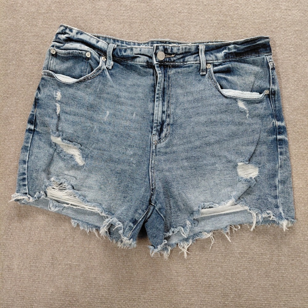 NoBo Boundaries Jean Shorts Junior's Size 17 Blue Denim‎ Distressed High Rise 3"